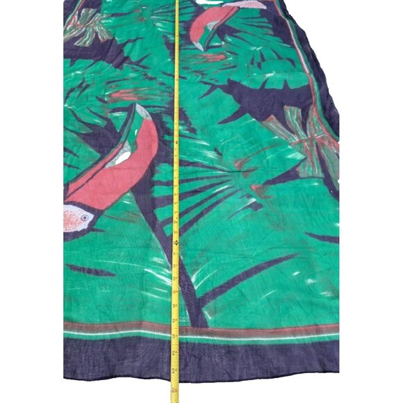 XL Toucan Palm Tree Sheer Scarf 48.5" X 68.5"  Designer Style Tropical READ FLAW - Picture 6 of 16